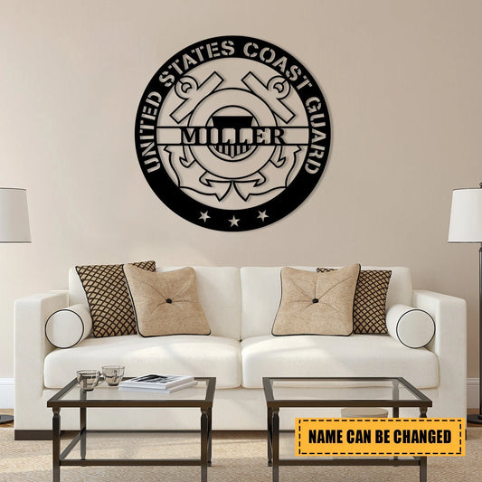Personalized Name Us Coast Guard Veteran Metal Art, Metal Laser Cut Metal Signs Custom Gift Ideas - 8 inches - metal sign