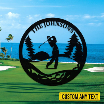 Customized Name Golfer Metal Sign, Golf Man Cave Decor Laser Cut Metal Signs Custom Gift Ideas