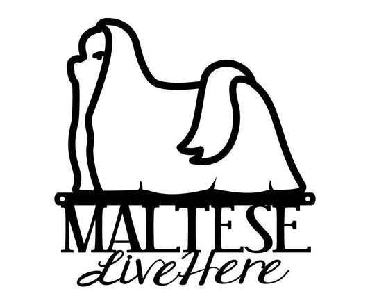 Maltese Live Here Metal Sign Black, Maltese, Outdoor Sign, Metal Wall Art, Dog Lover Gift, Door Sign - metal sign