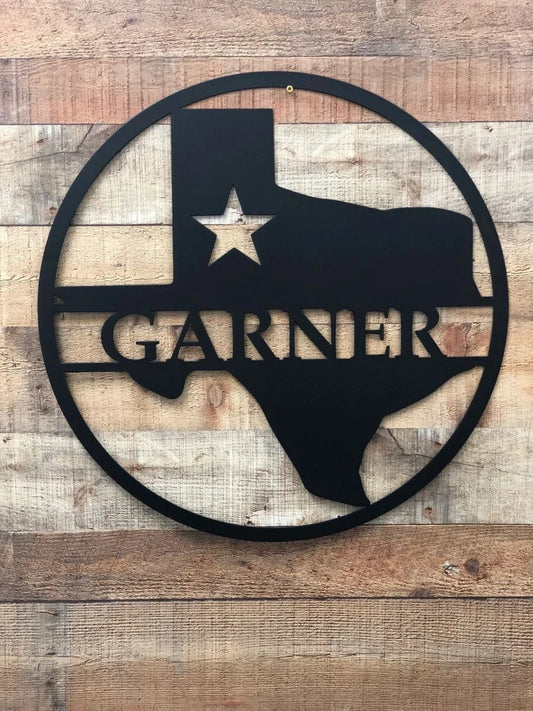 Texas State Circle Personalized Name Cut Metal Sign, Wall Decor Metal Sign, Home Decor Metal Art Laser Cut Metal Signs Custom Gift Ideas - 8 inches - metal sign