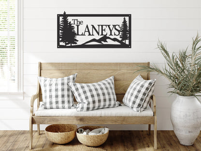 Custom Metal Sign, Last Name Sign, Family Name Sign, Wedding Gift, Name Sign, Custom Sign, Personalized Sign, Outdoor, Mountains, Laser Cut Metal Signs Custom Gift Ideas