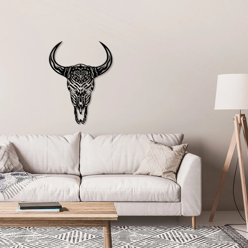 Decorative Skull Silhouette Metal Skull Art Steer Western Metal Sign