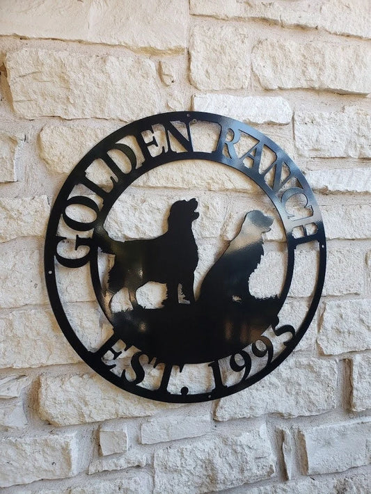 Golden Retriever Dog Sign, Entrance Sign, Wall Decor, Plasma Cut Steel Sign, Custom Sign, Welcome Sign - metal sign