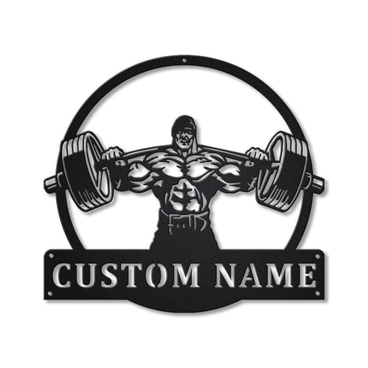 Personalized Powerlifting Sport Monogram Metal Sign Art V2, Custom Powerlifting Sport Metal Sign, Hobbie - metal sign