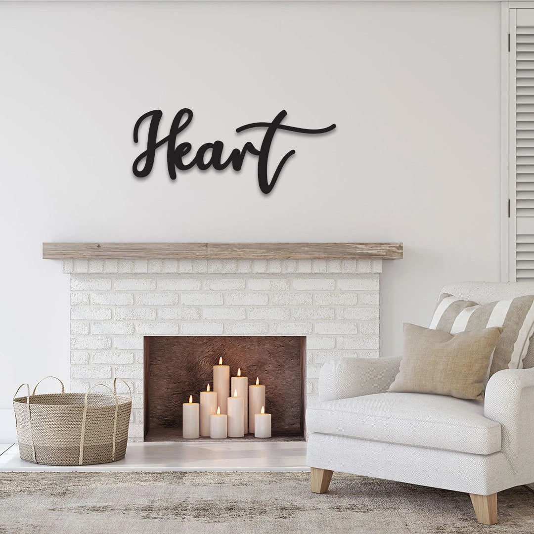 Heart Sign, Heart Cursive Word Sign, Word Wall Art, Cursive Wall Art, Wedding Gift, Farmhouse Decor, Custom Word Sign Laser Cut Metal Signs Custom Gift Ideas