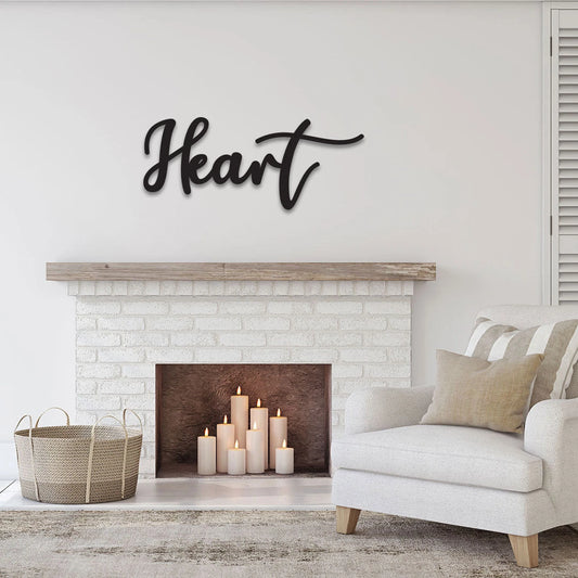 Heart Sign, Heart Cursive Word Sign, Word Wall Art, Cursive Wall Art, Wedding Gift, Farmhouse Decor - wedding detail