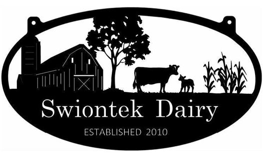 Metal Dairy Sign With Barn cowcorn Stalks Scene Customized With Your Name Metal House Sign - 8 inches - metal sign