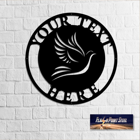 Dove Sign, Bird, Entrance Sign, Wall Decor, Plasma Cut Steel Sign , Peace, Holy Spirit Dove, Welcome - metal sign