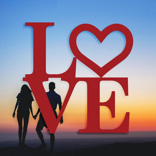 Love Letters Heart Sign Metal Decor - 8 inches - metal sign