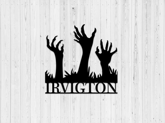 Hands Metal Sign Halloween Hands Metal Sign Custom Name Metal Sign Halloween Day Decor Wall Hanging - metal sign