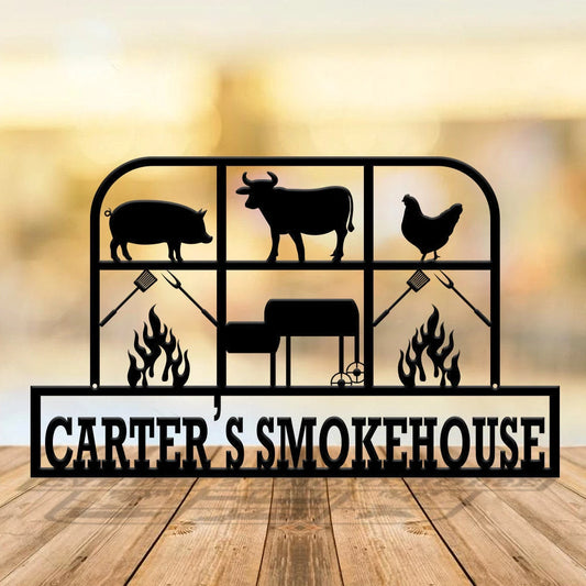 Personalized Metal Bbq Sign, Fire, Outdoor Sign, Bbq Grill Sign, Outdoor Kitchen Metal Signs,grill Sign - metal sign