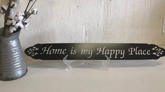 Home Is My Happy Place Metal Plaque, Metal Wall Art, Metal House Sign Laser Cut Metal Signs Custom Gift Ideas - 8 inches - metal sign