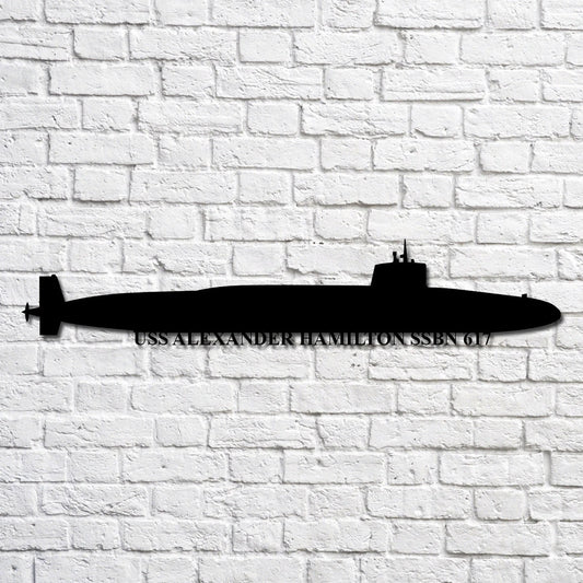 Uss Alexander Hamilton Ssbn 617 Navy Ship Metal Art, Gift For Navy Veteran, Navy Ships Silhouette Metal - metal sign