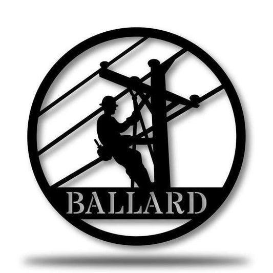 Lineman Monogram Customized Metal Signs, Custom Metal Sign, Custom Signs, Metal Sign, Metal Laser Cut Metal Signs Custom Gift Ideas - 8 inches - metal sign