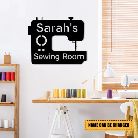 Personalized Sewing Machine Metal Sign, Quilting, Tailor Room Metal Art, Metal Laser Cut Metal Signs Custom Gift Ideas - 8 inches - metal sign