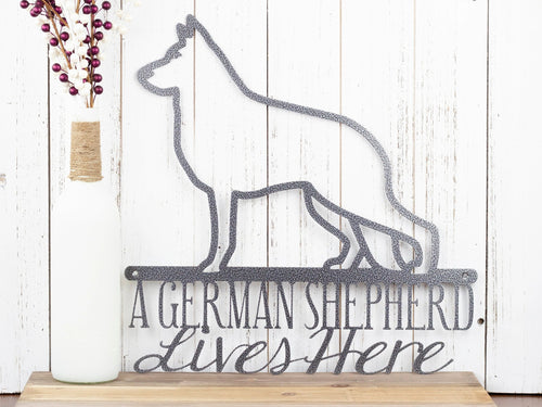 German Shepherd Metal Sign Metal Wall Decor Dog Sign Dog Decor Steel Pet Sign Silver Vein Shown