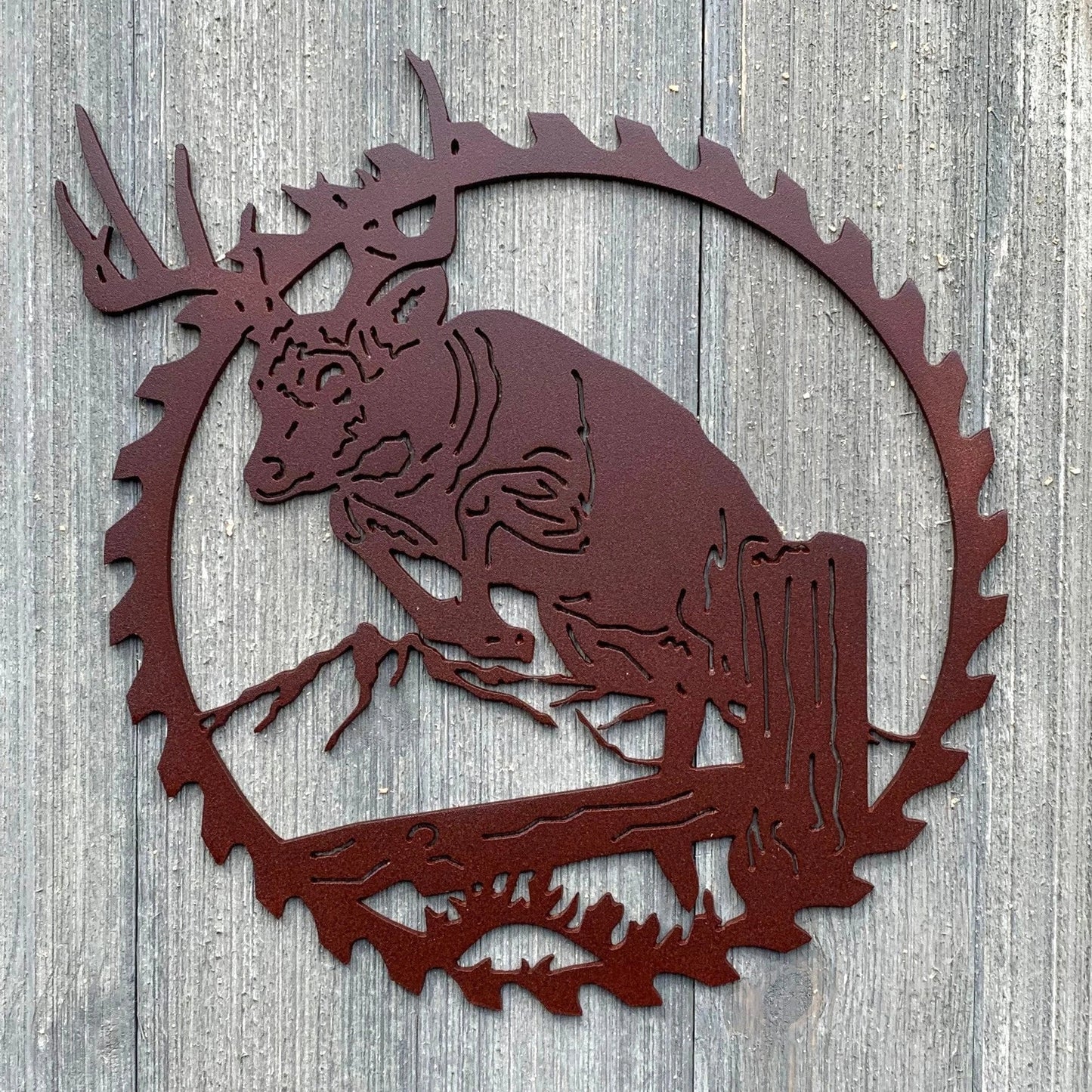 Deer Sawblade Metal Sign Cutout Cut Metal Sign Wall Metal Art