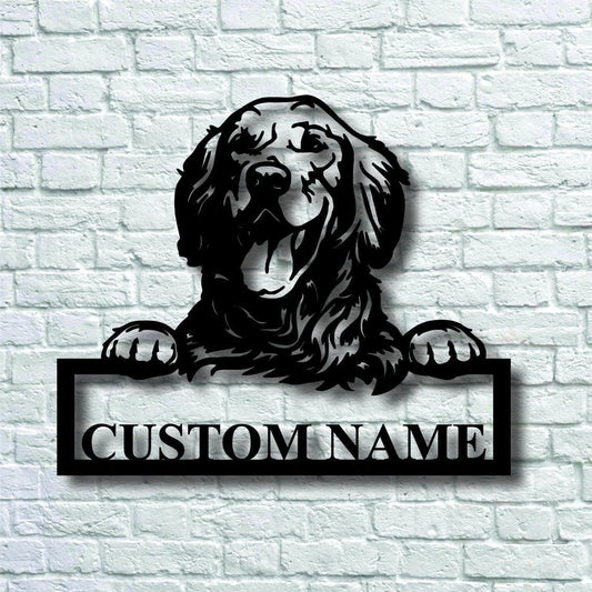 Personalized Custom Golden Retriever Dog Metal Sign for Dog Lover Custom Name - 8 inches - metal sign