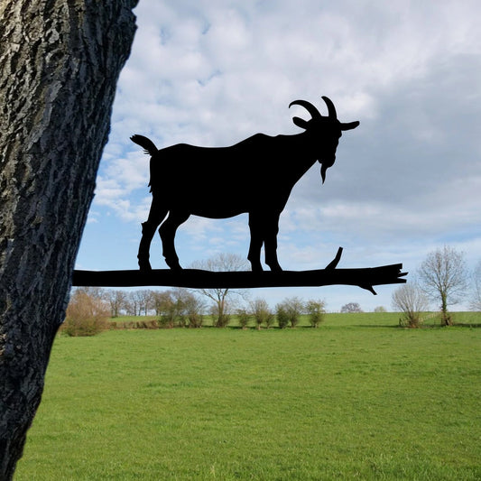 Goat Metal Tree Stake, Animals Steel Sign, Garden Sign Laser Cut Metal Signs Custom Gift Ideas - 8 inches - metal sign