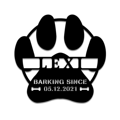 Personalized Dog Paw Metal Sign, Wedding, Anniversary Art Gift For Dog Lovers, Metal Laser Cut Metal Signs Custom Gift Ideas
