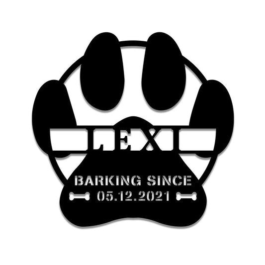 Personalized Dog Paw Metal Sign, Wedding, Anniversary Art Gift For Dog Lovers, Metal Laser Cut Metal Signs Custom Gift Ideas - 8 inches - metal sign