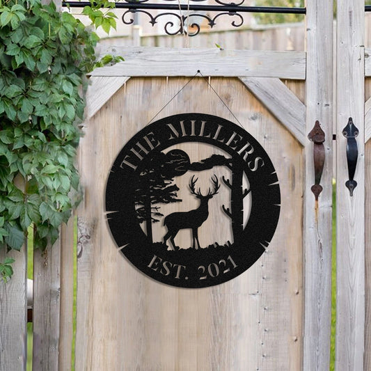 Deer Hunting Hunter Metal Sign Monogram, Custom Outdoor Farm, Cabin, Lodge, Camp, Wall Decor, Art Gift - metal sign