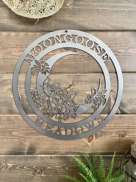 Garden Moon Family Established Sign, Cut Metal Sign, Metal Wall Art, Metal House Sign Laser Cut Metal Signs Custom Gift Ideas - 8 inches - metal sign