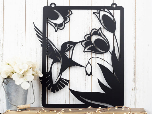 Hummingbird Garden Metal Sign Garden Sign Hummingbird Flag Sign Outdoor Sign15 - 8 inches - metal sign