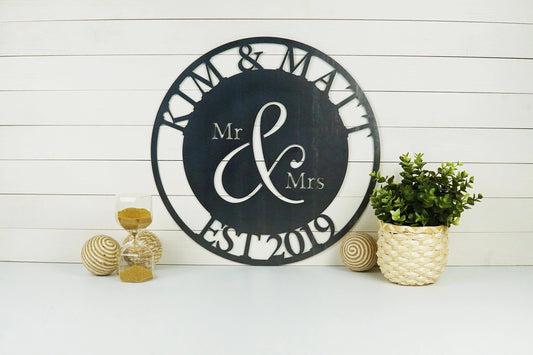Custom Metal Mr And Mrs Sign Wedding Gift Wedding Anniversary Gift Bridal Shower Gift Anniversary Gift - 8 inches - metal sign