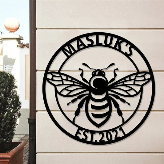 Metal Bee Sign, Honey Bee Family Name Established Sign, Beekeeper Gifts, Honey Bee Personalized Gift, Bee - metal sign