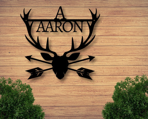 Deer Head Sign Deer Decor Hunter Gift Deer Name Sign Fathers Day Gift Gift For Him Antler Sign Personalized Deer Sign Family Sign