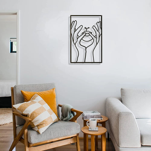 Black Metal Wall Decor Real Wall Sculptures Modern Abstract Minimalist Single Line Female Home Hanging Decor