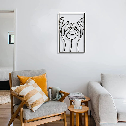 Black Metal Wall Decor Real Wall Sculptures Modern Abstract Minimalist Single Line Female Home Hanging Decor