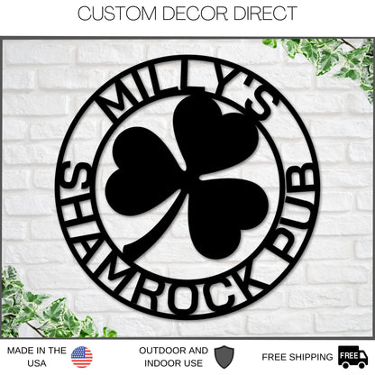 Irish Pub Sign, Personalized Irish Bar Sign, St. Patrick's Day Decor, Irish Sign, Bar Sign, Personalized Sign, Irish Bar Sign, Shamrocks Laser Cut Metal Signs Custom Gift Ideas