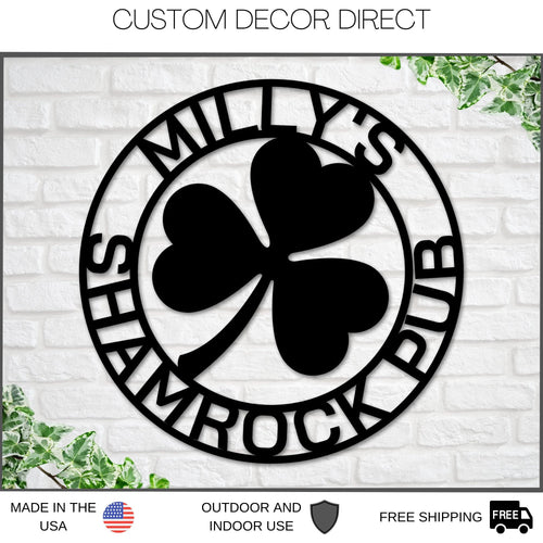 Irish Pub Sign, Personalized Irish Bar Sign, St. Patrick's Day Decor, Irish Sign, Bar Sign, Personalized Sign, Irish Bar Sign, Shamrocks Laser Cut Metal Signs Custom Gift Ideas