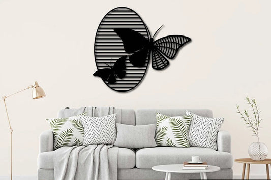 Butterfly Striped Decor Wall Art Cut Metal Sign Laser Cut Metal Signs Custom Gift Ideas