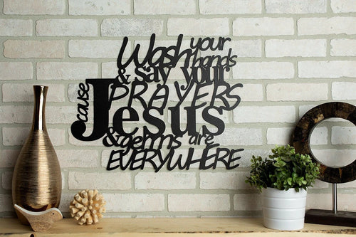 Jesus And Germs Metal Sign Wall Decor Art Sign Cut Metal Sign Wall Metal Art