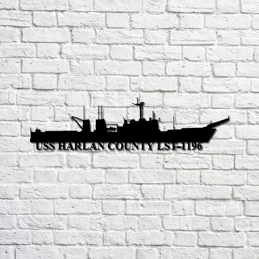 Uss Harlan County Lst1196 Navy Ship Metal Sign, Memory Wall Metal Sign Gift For Navy Veteran, Navy Ships - metal sign