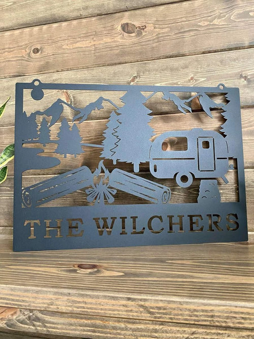 Camper rv & Campfire Sign Cut Metal Sign Metal House Sign