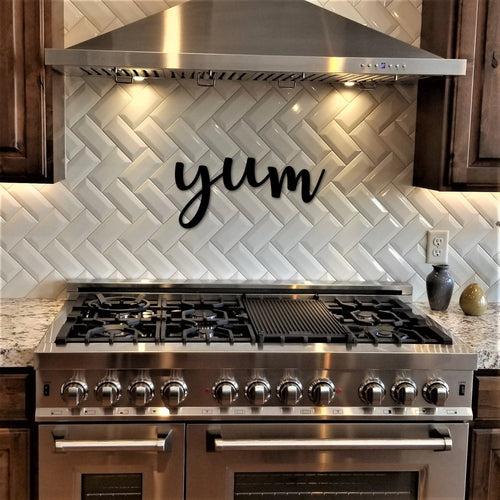 Yum Sign Metal Word Art Kitchen Sign Dining Room Decor Metal Yum Sign Yum Metal Word Kitchen Decor Word Signs