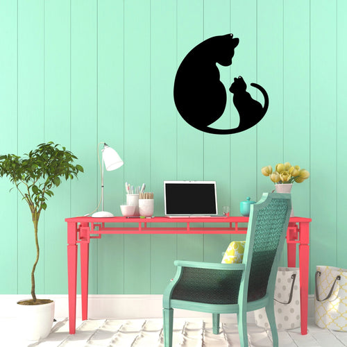 Baby And Mom Cat Sitting Together Indoor Metal Signs Gift Ideas For Cat Lovers