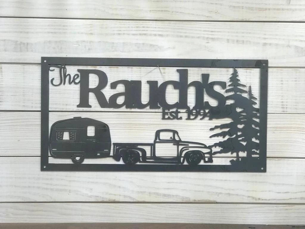 Vintage Camper Sign Custom Metal Sign Family Name Sign Personalized Sign Vintage Camper Gift Laser Cut Metal Signs Custom Gift Ideas