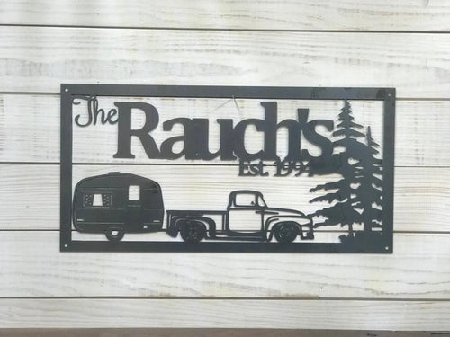 Vintage Camper Sign Custom Metal Sign Family Name Sign Personalized Sign Vintage Camper Gift Laser Cut Metal Signs Custom Gift Ideas