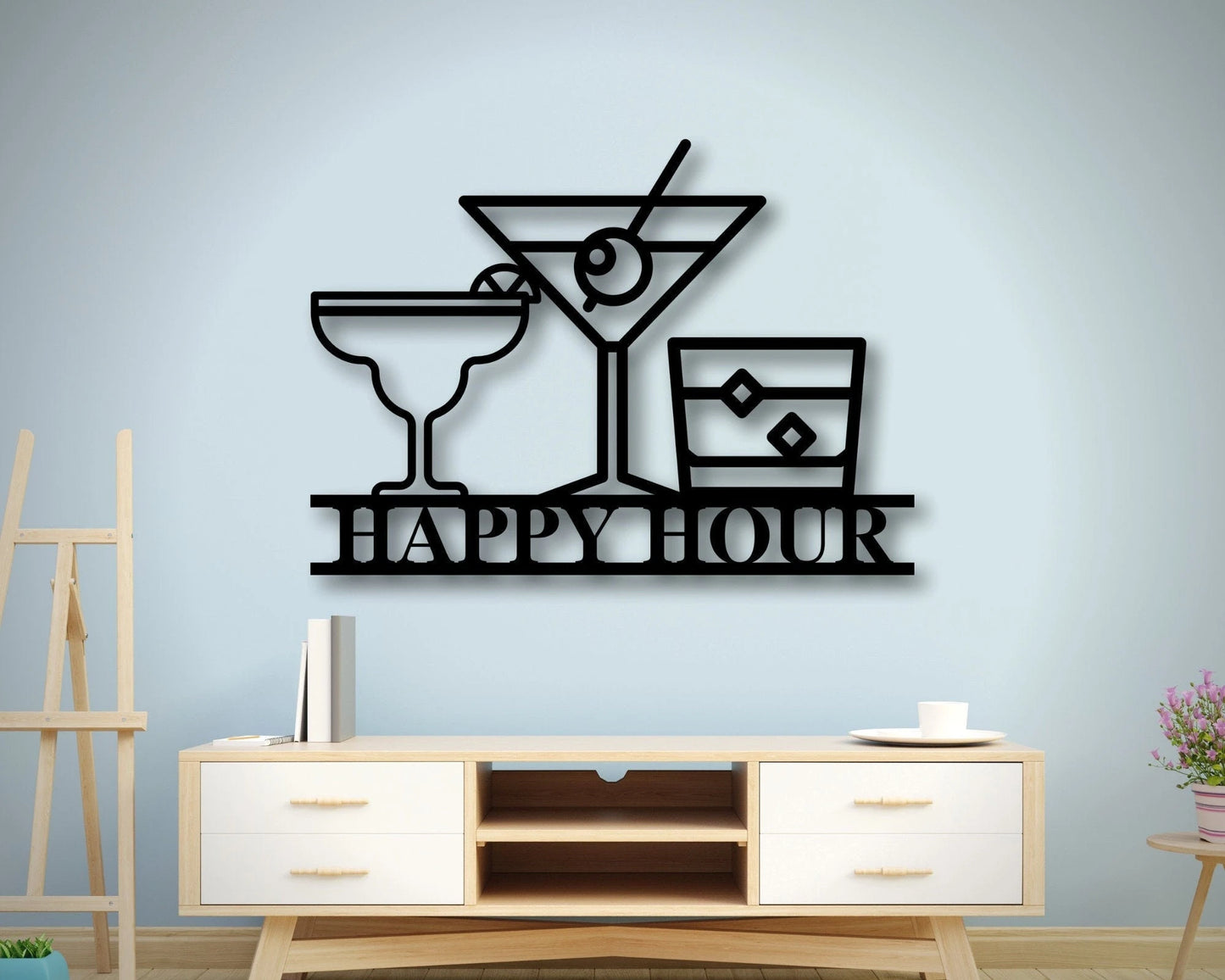 Personalized Bar Theme Sign, Custom Happy Hour Sign, Whiskey Sign, Metal Family Name Sign With Margarita, Margarita Lover Gift Laser Cut Metal Signs Custom Gift Ideas