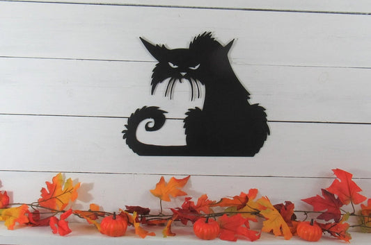 Spooky Cat Halloween for Cat Lovers Wall Art Decor Cut Metal Sign Laser Cut Metal Signs Custom Gift Ideas - 8 inches - metal sign