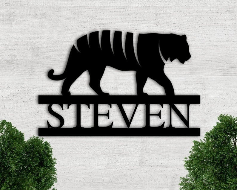 Custom Metal Tiger Sign Wall Hanging Tiger Sign Big Cat Custom Name Sign Custom Personalizedwildlife catsign