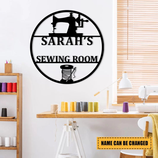 Personalized Sewing Machine Metal Sign, Custom Sewing Room Metal Art, Metal Laser Cut Metal Signs Custom Gift Ideas - 8 inches - metal sign