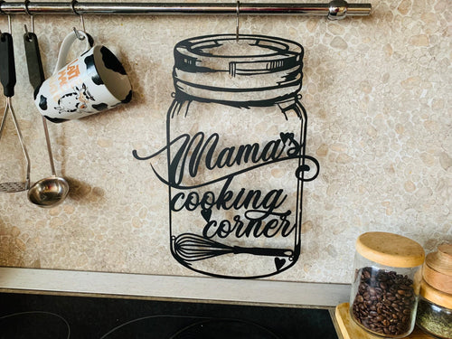 Personalized Jar Mama's Cooking Corner Custom Kitchen Sign Gift For Cooking Lover Metal Wall Art Indoor Housewarming Plaque Mom's Kitchen Laser Cut Metal Signs Custom Gift Ideas