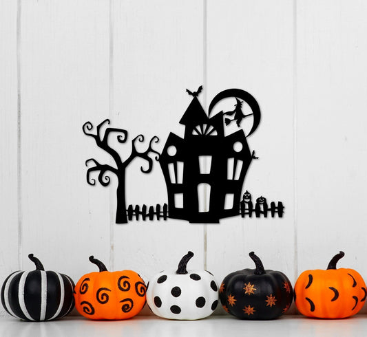 Haunted House Decor Halloween Decoration Shelf Sitter Metal Halloween Decor Custom Metal Sign Halloween Gift - 8 inches - metal sign