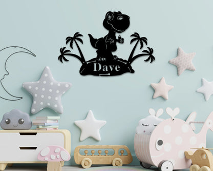 Dinosaur Name Sign. Nursery Decor, Personalized Metal Sign, Metal Name, Personalized Name Sign, Metal Name Sign, Kids Name Sign Dinosaur Kid, Metal Laser Cut Metal Signs Custom Gift Ideas